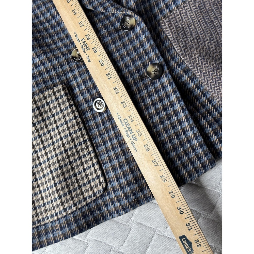 Veronica Beard Blazer Womens 6 Blue Patchwork Houndstooth Faustine Dickey Jacket - Picture 9 of 10